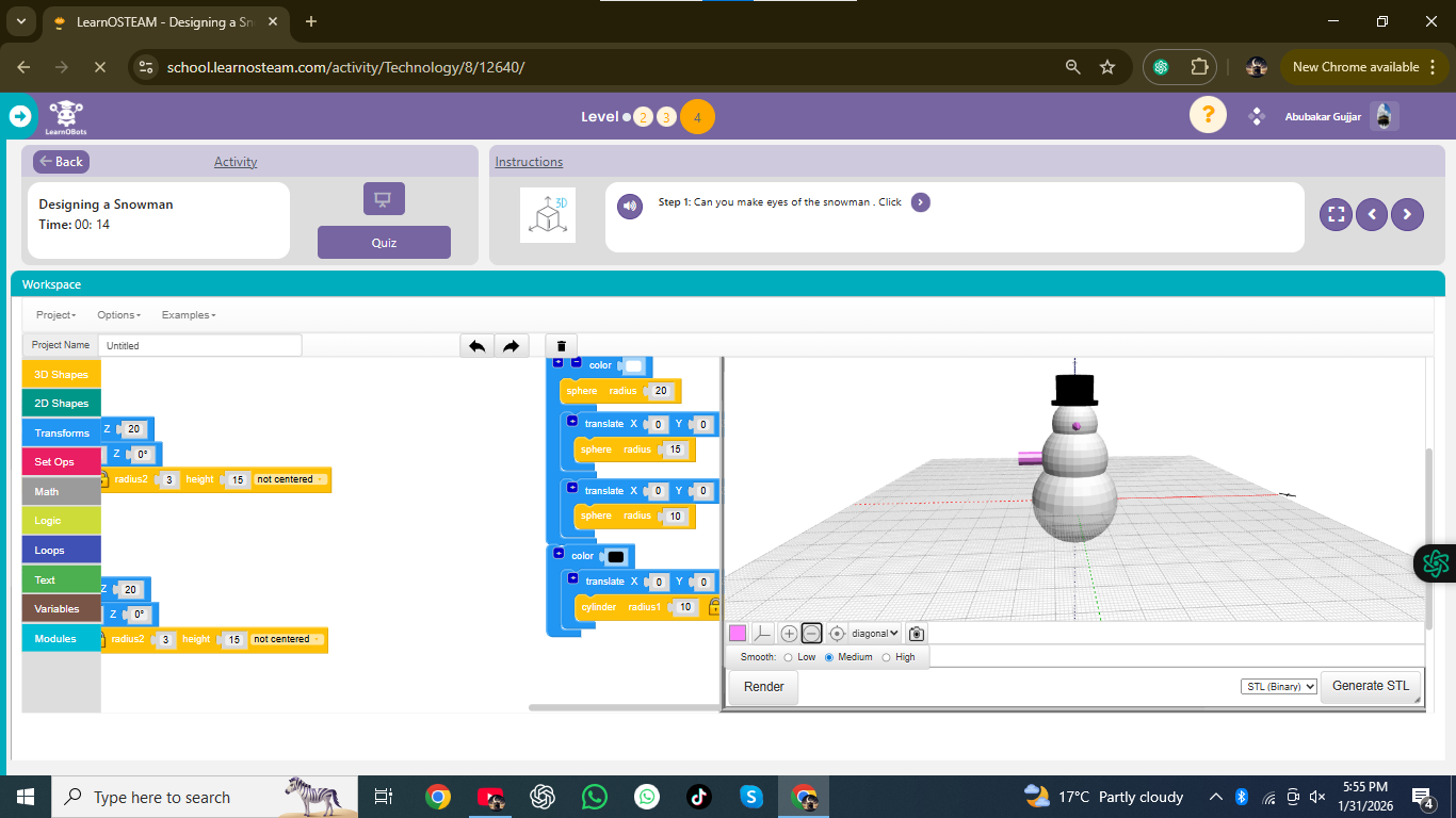 Designing a snowman - Project Showcase