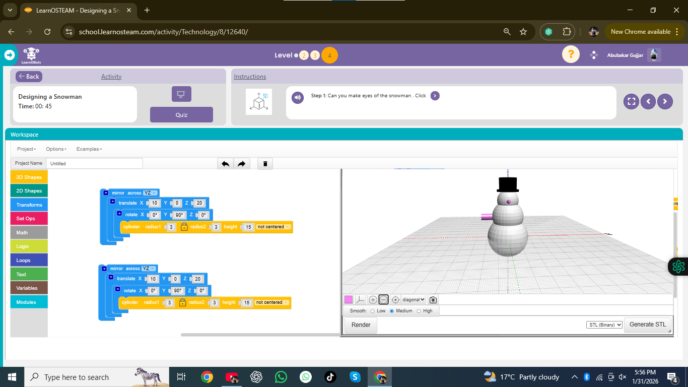 Designing a snowman - Project Showcase